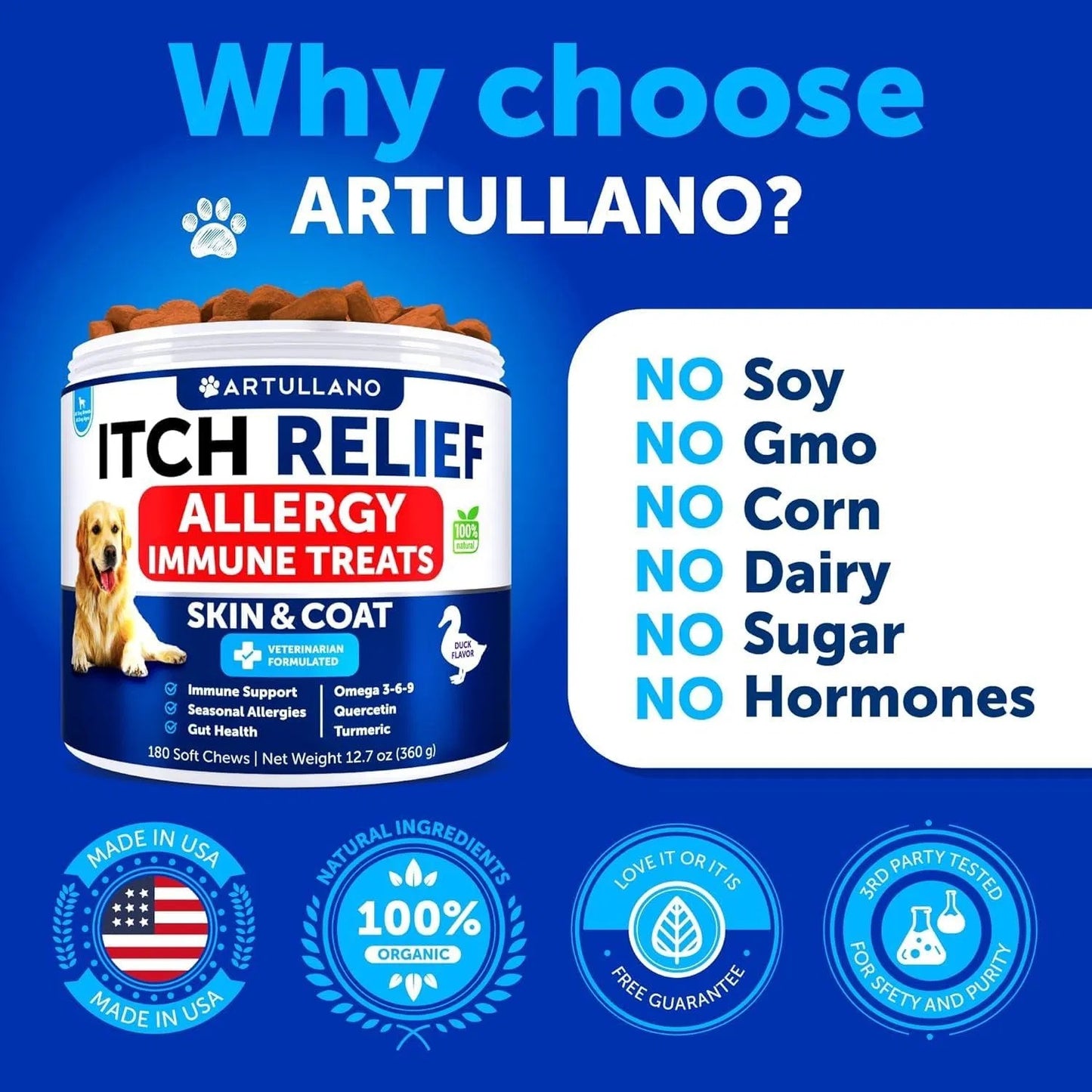 Dog Allergy Relief Chews Itching Skin Relief For Dogs Fish Oil 3 Seasonal Allergies Pills Skin & Coat Anti Itch Hot Spots Treatment Canine Immune Health Supplement 180 Soft Treats