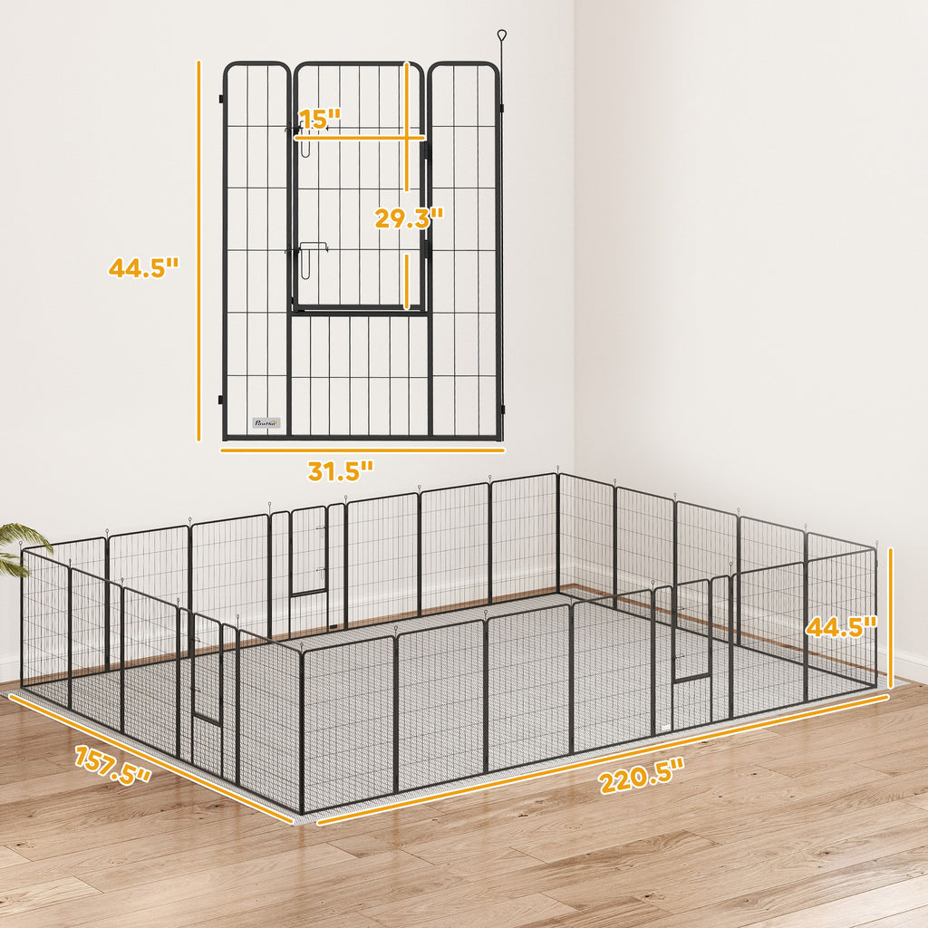 Dog Playpen For Indoor Outdoor, 24 Panels 39 H Puppy Playpen With Lockable Door, DIY Shape Pet Exercise Fence, Gray