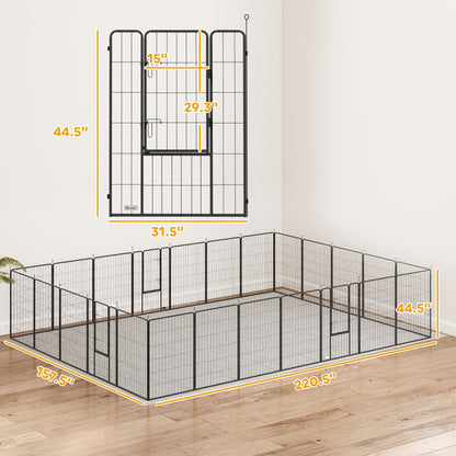 Dog Playpen For Indoor Outdoor, 24 Panels 39 H Puppy Playpen With Lockable Door, DIY Shape Pet Exercise Fence, Gray