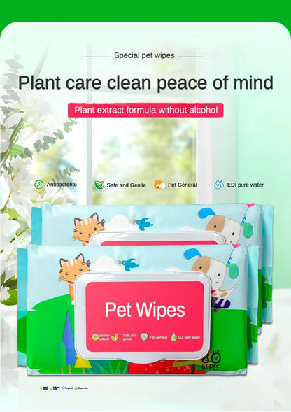 Dog And Cat Wet Wipes, Fragrance Free, Plant.based  SKIP THE BATH Gentle Cleansing AndDeodorizing,Hypoallergenic, Wipes For PawsEars, Fur, Eye Ducts And Butt