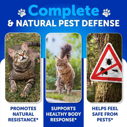 Flea Treatment For Cats Natural Flea And Tick Prevention Supplement For Cats Kittens Chewable Daily Oral Pills With Vitamins 135 Soft Chews Skin & Coat Dental Treats Digestion CANNOT Be Sold On Amazon