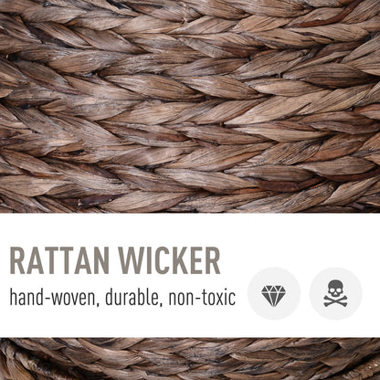 Handmade Wicker Elevated Cat Bed With Cushion Dark Brown For Kittens