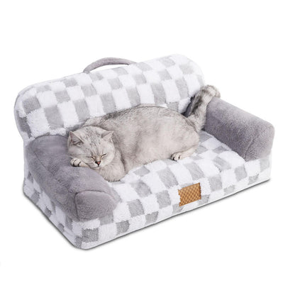 Jacquard Luxury Solid Color Pattern Leather Fur Machine Washable Detachable Cover Pet Bed