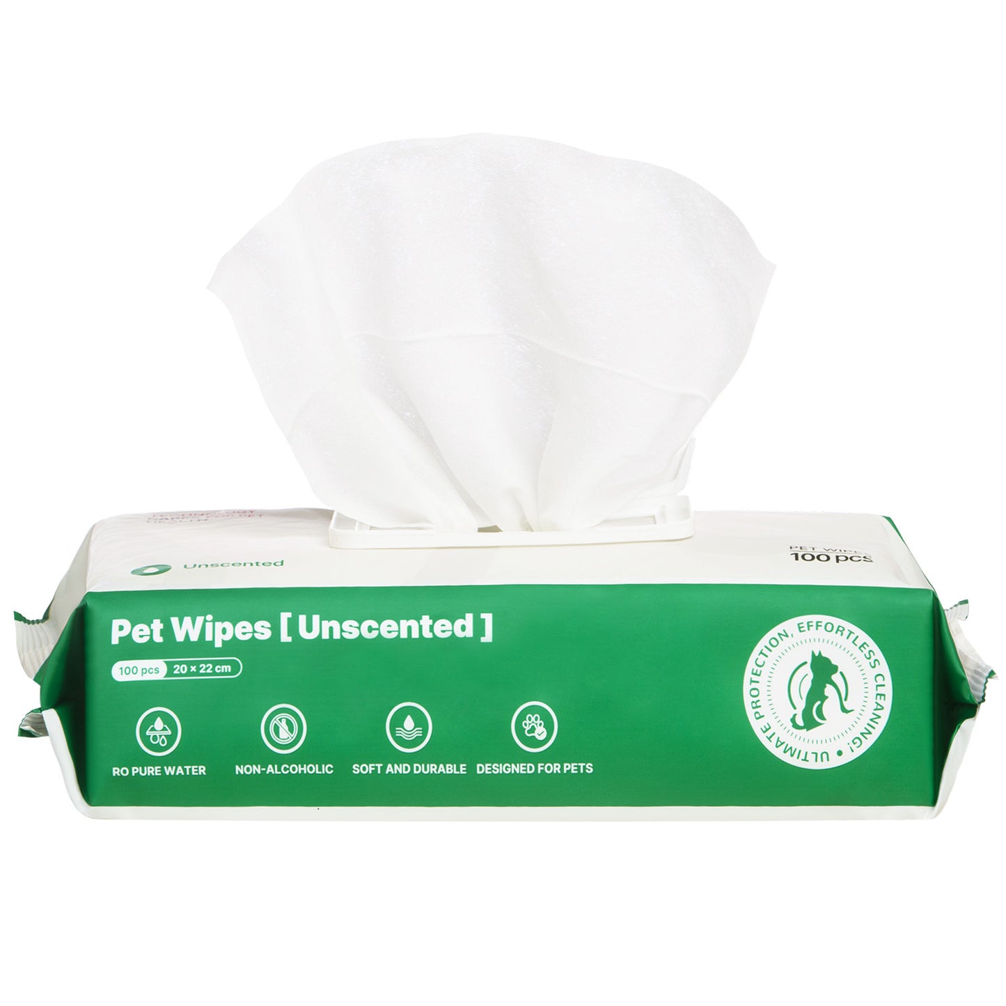 PETMARVEL Silver Ion Antibacterial Dog Cat Wipes Unscented, Hypoallergenic For Paws Butt Face & Ear