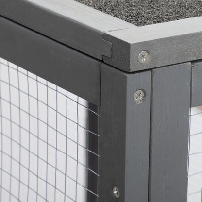 Spacious Wooden Cat Cage With Waterproof Roof For Adjustable Pedals - Gray-black