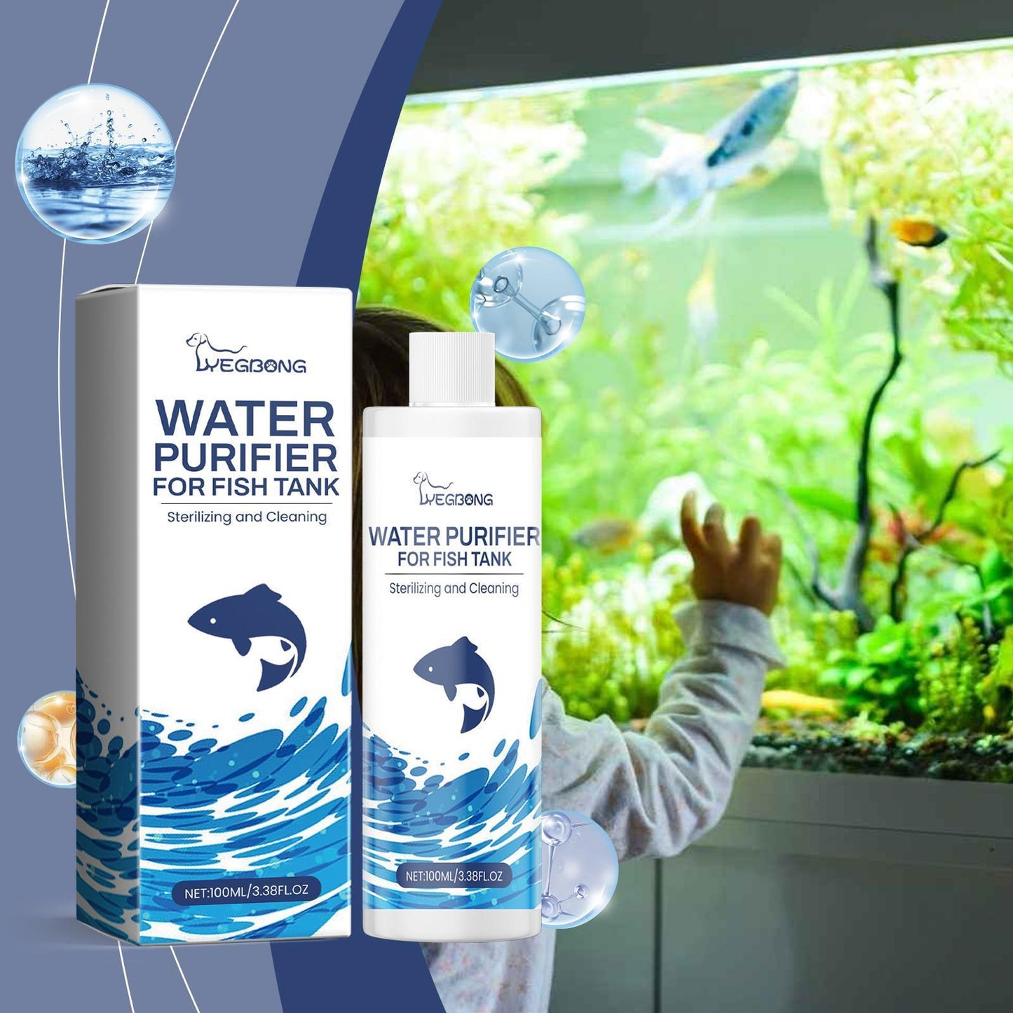 Yebang Fish Tank Water Clarifier Aquarium Water Clarifier Household Fish Tank Decontamination Cleaner