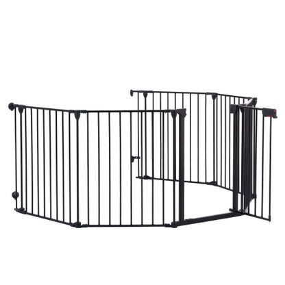 150 Adjustable Safety Gate 6 Panels Play Yard Metal Doorways Fireplace Fence Christmas Tree Fence Gate For House Stairs Gate Prohibited Area Fence