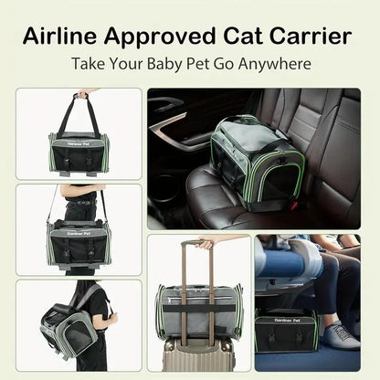 Expandable, Foldable, Portable Pet Carrier With Wheels And Six Sides For Cats And Small Dogs.
