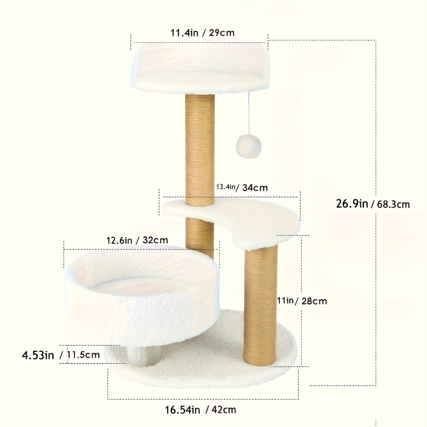 Luxury Cat Tree With Scratching Posts - Easy To Assemble, Wooden Fiber Structure, Suitable For Cats.