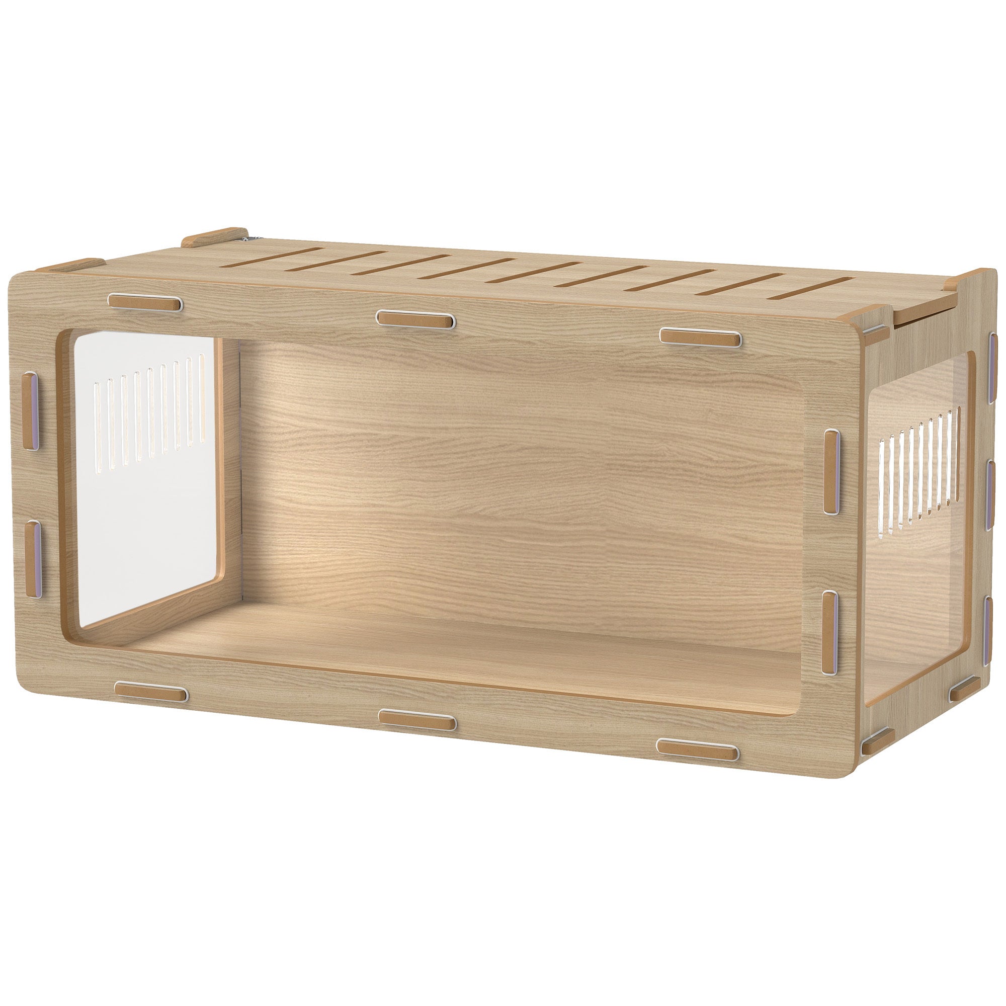 Hamster Cage With Easy View Acrylic Panels, Air Vents & Openable Roof, For Gerbil, Guinea Pig, 39 X 20 X 18.5, Oak