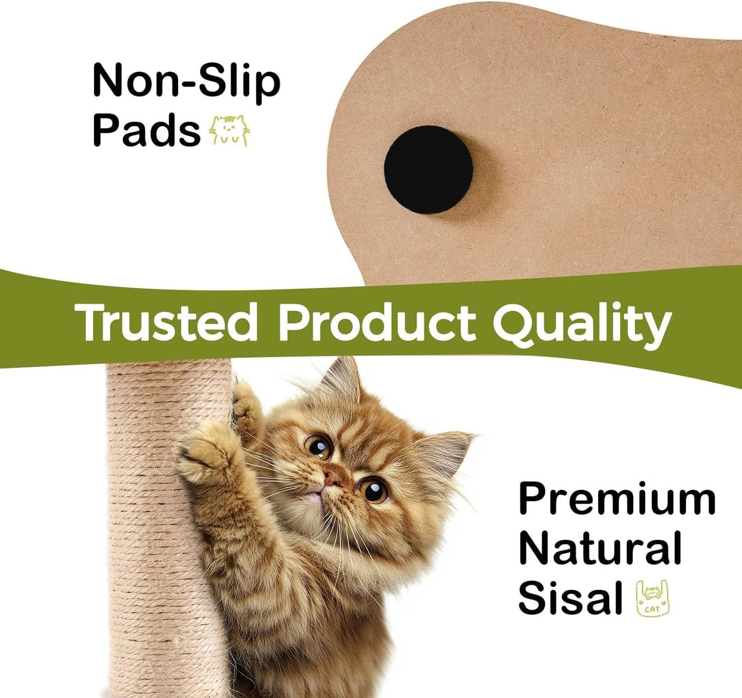 Cat Scratching Post & Bed - 2-in-1 Small Cat Tower With Sisal Scratcher And Ball Track Toys Green, Medium