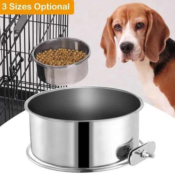 Detachable Pet Cage Food Water Bowl With Clamp Holder