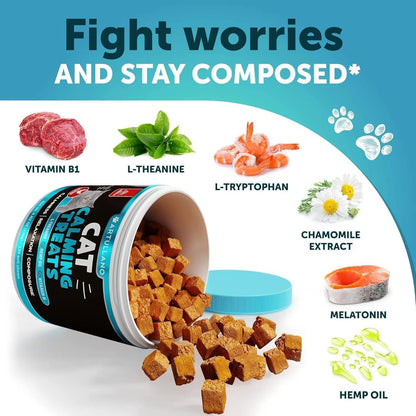 Hemp Cat Calming Treats For Stress & Anxiety Relief Cat Kittens Melatonin