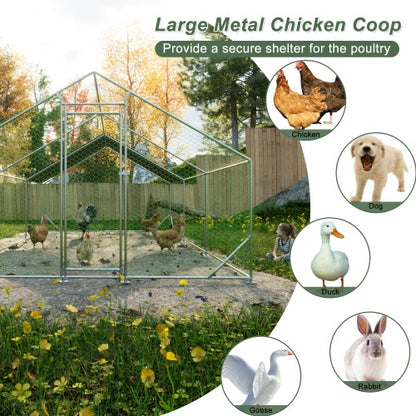Large Metal Chicken Coop, Walk-in Chicken Run,Galvanized Wire Poultry Chicken Hen Pen Cage, Rabbits Duck Cages With Waterproof And Anti-Ultraviolet Cover For Outside10 L X 20W X 6.56H