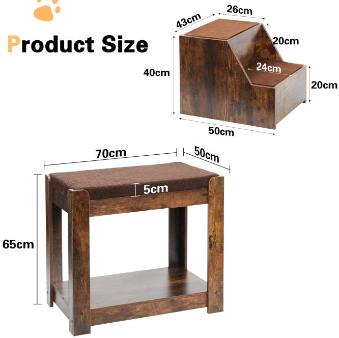 Pet Bunk Bed With Removable Step For Dogs And Cats, Multi-Level Bed Window Perch Seat Platform With Cushion And Cat Scratch Pad, Indoor Use