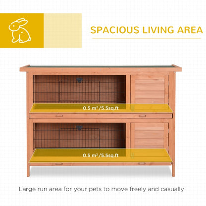 54  Rabbit Cage, 2-Tier Rabbit Hutch Outdoor Guinea With Removable Dividers And Pull-Out Trays, Orange