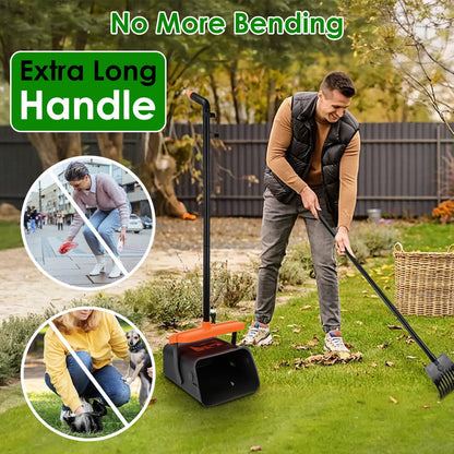 1Set Pooper Scooper Kit Dog Poop Rake & Swiveling Bin Poop Heavy Duty Pick Up Tool With Extra Long Handle 35 Waste Bags Dispenser