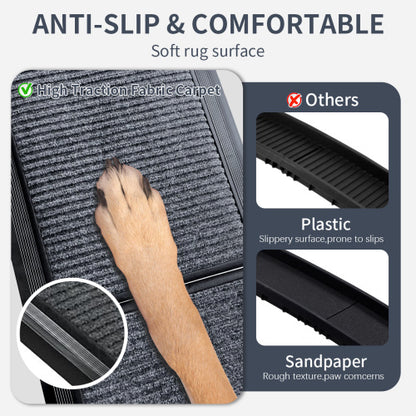 Dog Ramp For Car, 63 Long    17 Wide Folding Portable Pet Stair Ramp With Non-Slip Rug Surface, Extra Wide Dog Steps For Medium & Large Dogs Up To 250LBS Enter A Car, SUV  Truck