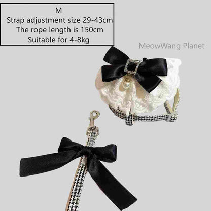 Dog Leash Cat Leash Luxury Lace Pet Harness Leash Set Elegant Inspired Adjustable Escape Proof Vest For Cats Small Dogs