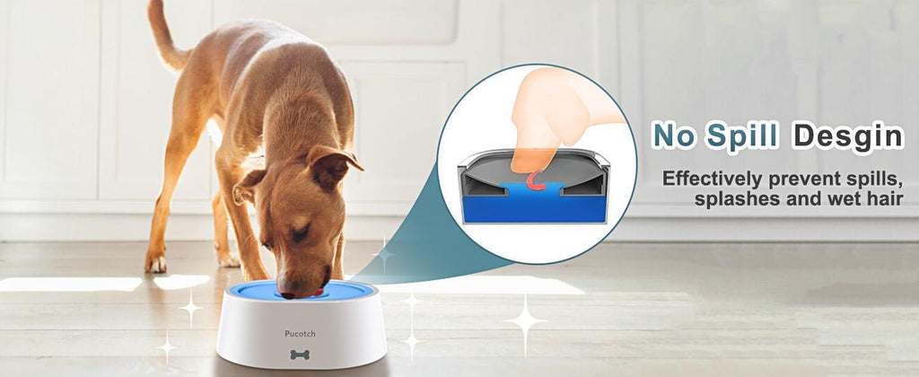 2L 70oz Spill-Proof Dog Slow Flow Drinking Bowl With Activated Carbon Filter
