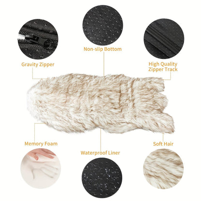 Luxury Faux Fur 5 Inches Thick Super Soft Memory Foam Dog Bed With Soft Removable