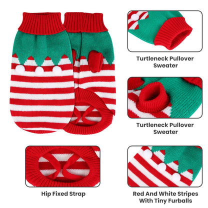 2 Patterns 4 Sizes Option-- 1Pc Pet Christmas Turtleneck Sweater Dog Cat Christmas Clothes Snowman Stripes Costume Winter Holiday Sweater For Small Medium Kitten Puppy Cats Dogs
