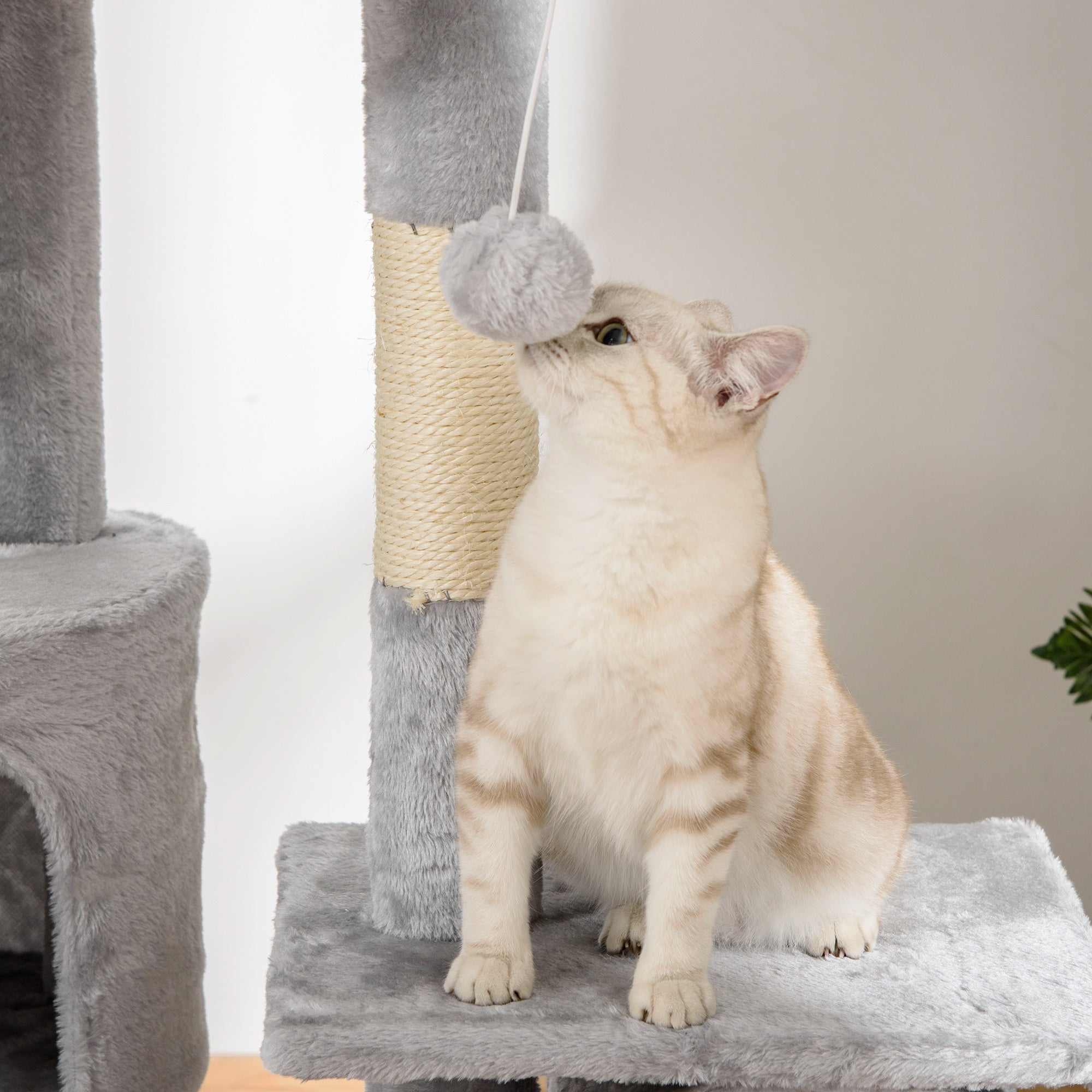 Floor Standing Cat Tree 94.5-10.25 Inch Height Adjustable Cat Climbing Tower, Apartment Hammock