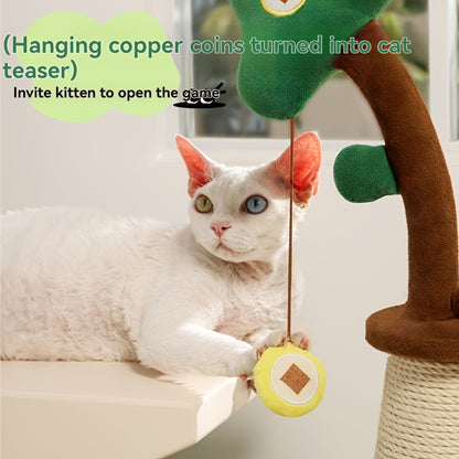 Vertical Money Tree Cat Scratching Pole, Sisal Wear-Resistant Cat Scratching Column, Interactive Ball Track Spring Ball Cat Toy, Durable And Cute Sisal Cat Scratching Pole