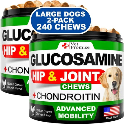 Glucosamine For Dogs 2 Pack Hip And Joint Supplement With Chondroitin 240 Chews
