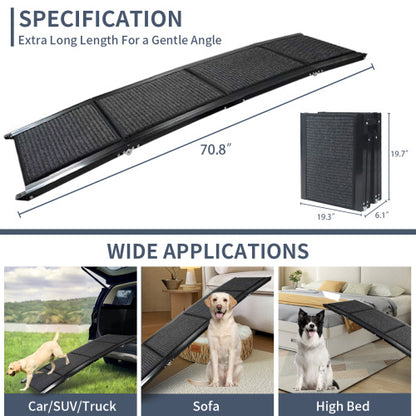Dog Ramp For Car, 63 Long    17 Wide Folding Portable Pet Stair Ramp With Non-Slip Rug Surface, Extra Wide Dog Steps For Medium & Large Dogs Up To 250LBS Enter A Car, SUV  Truck