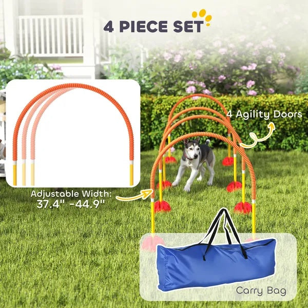 4 Piece Dog Agility Course Backyard Set , Carry Bag
