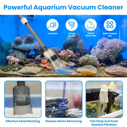 1 Set Multifunctional Electric Aquarium Gravel Cleaner Kit Length Adjustable Automatic Fish Tank Vacuum Cleaner Change Water Wash Sand Filter Dirt Removal