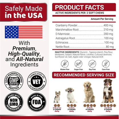 Dog UTI Treatment 170 Treats Cranberry Supplement For Dogs Bladder Control For Dogs