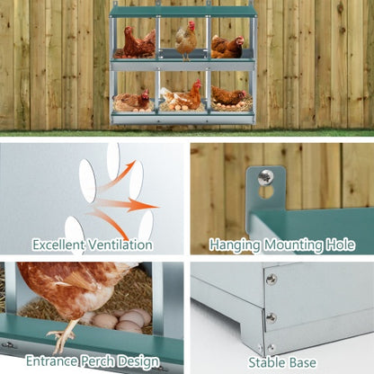 Chicken Nesting Box, 6 Room Metal Nesting Boxes For Chicken,Galvanized Steel Nesting Boxes For Hens,Easy To Assemble