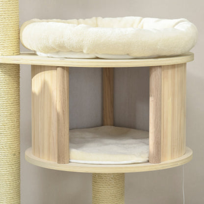 PawHut 3 Level Cat Tree With Sisal Scratching Posts  Cat Badminton Toy For Playing  Soft Cushions  Play Areas