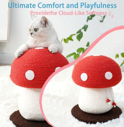 Mushroom Cat Climbing Frame, Sisal Cat Climbing Post, Interesting Red And White Mushroom Design With Fluffy Base, Cat Scratching Claw Toy, Cat Tree, Wear-resistant Cat Scratching Ball, Cat Supplies