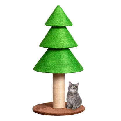 31.5in Christmas Tree Cat Scratcher, Cat Scratching Post For Indoor Cats, Large Sisal Cat Scratching Tree Cat Scratch Tower, Grass Green