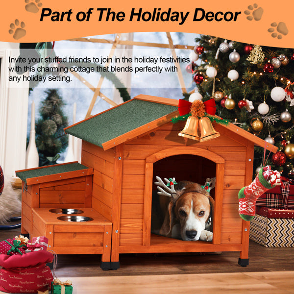 88x106x77cm Green Asphalt Roof Golden Red Main Body Fir House Type Cat And Dog House