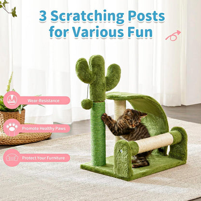 Cactus Shape Natural Sisal Rope Easy To Assemble Green Cat Scratching Post