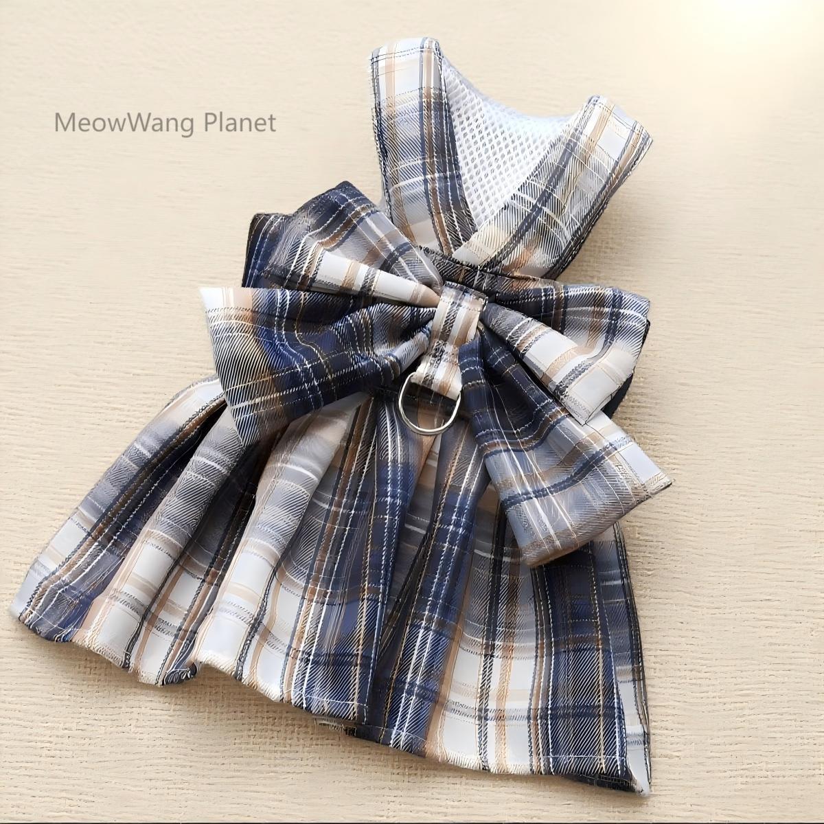 Luxury JK Plaid Pet Harness Dress And Leash Set Japanese School Uniform Vest For Cats Small Dogs Luxury Gift