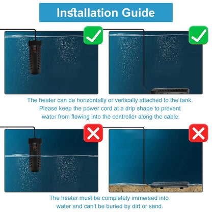 500W Submersible Aquarium Heater Temperature Adjustable External Controller 79Gal Fish Tank Heater Aquarium Thermostat Heater For Freshwater Saltwater