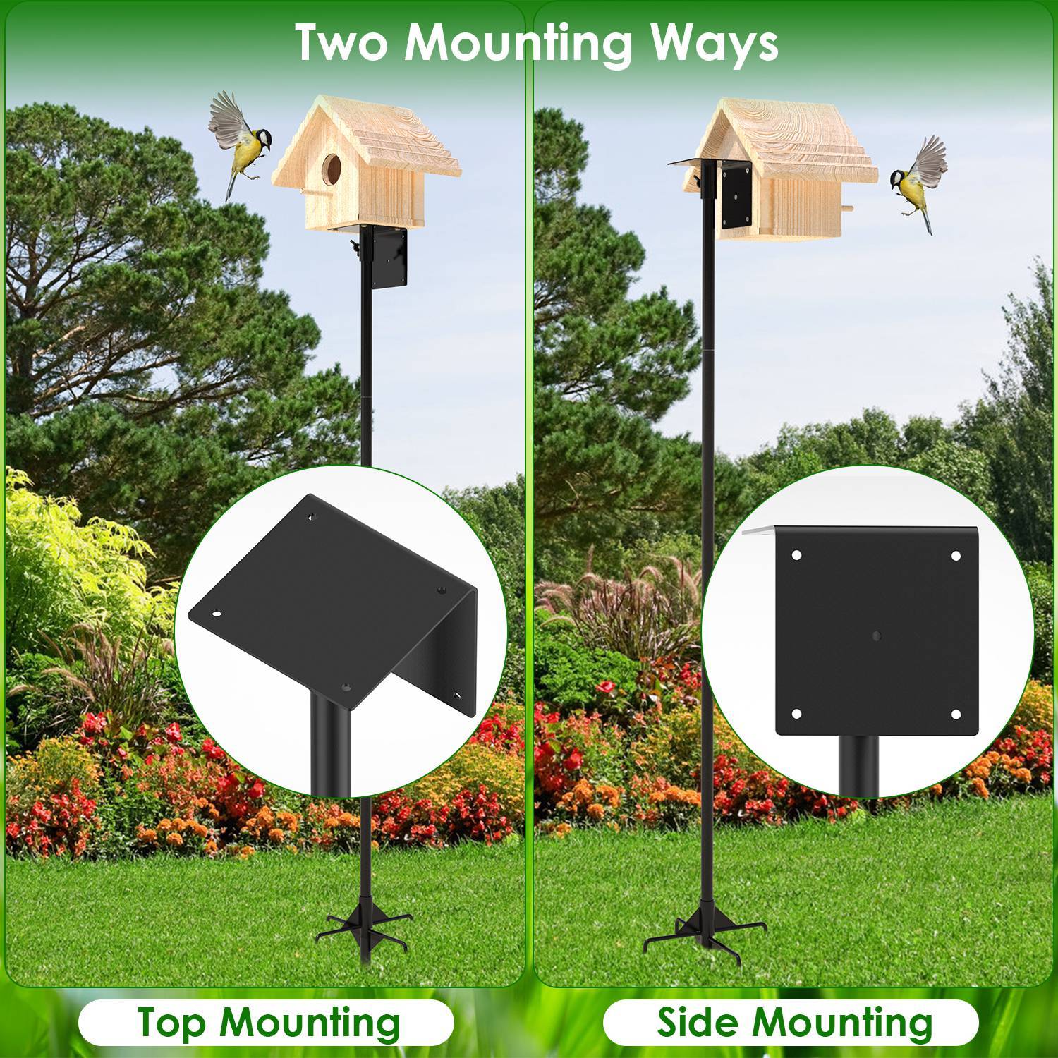 1 Set  79.92in Bird House Pole Kit Height Adjustable Bird Feeder Pole Mount Kit Heavy Duty Bird House Pole Set With 5 Prongs Base For Bird House Bird Feeder House Not Included