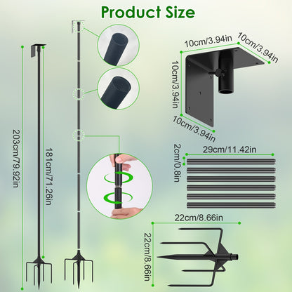 1 Set  79.92in Bird House Pole Kit Height Adjustable Bird Feeder Pole Mount Kit Heavy Duty Bird House Pole Set With 5 Prongs Base For Bird House Bird Feeder House Not Included