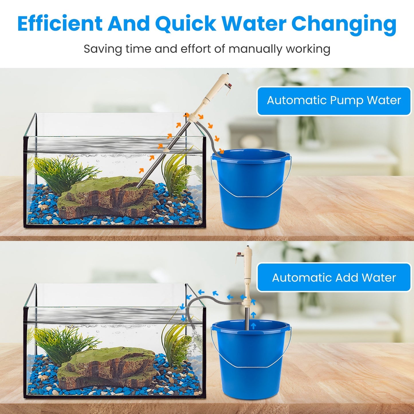 1 Set Multifunctional Electric Aquarium Gravel Cleaner Kit Length Adjustable Automatic Fish Tank Vacuum Cleaner Change Water Wash Sand Filter Dirt Removal