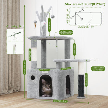 44 Inch Cat Climbing Frame Light Gray