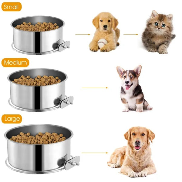Detachable Pet Cage Food Water Bowl With Clamp Holder