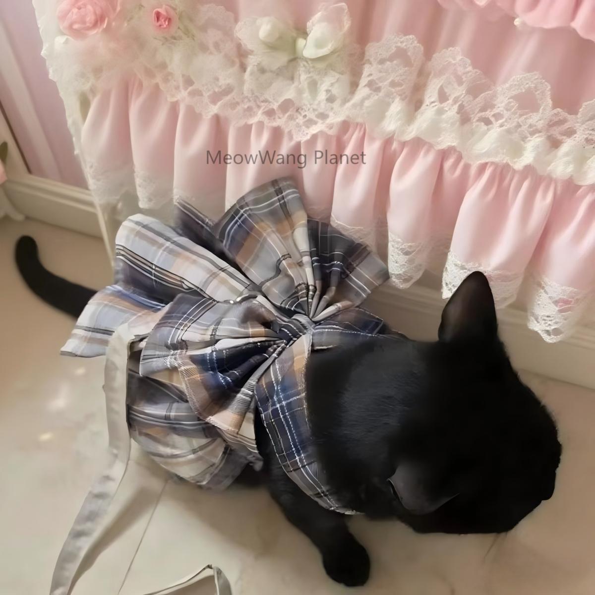 Luxury JK Plaid Pet Harness Dress And Leash Set Japanese School Uniform Vest For Cats Small Dogs Luxury Gift