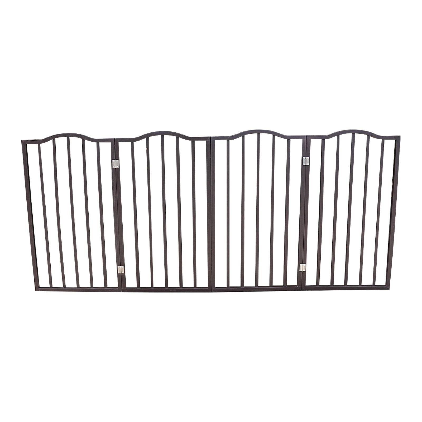 Dog Gate For Doorways, Stairs - Freestanding, Folding, Brown, Arc Wooden