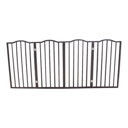Dog Gate For Doorways, Stairs - Freestanding, Folding, Brown, Arc Wooden