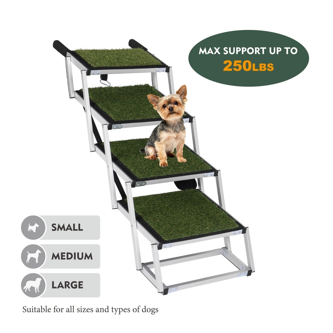 Foldable Dog Ramp For Cars, SUVs, Trucks, Portable Pet Dog Stairs For Large Dogs With Non-Slip Surface  Reinforced Design, Lightweight Yet Sturdy Supports Up To 250lbs